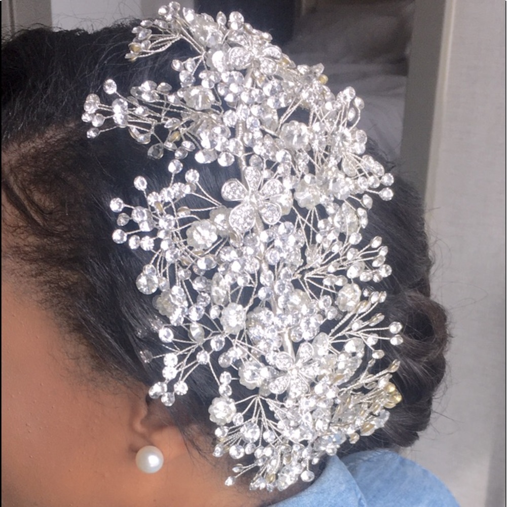 Hairpiece 13” (Bendable) Silver/Rhinestone